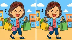 Bilderrätsel: Finden Sie 3 Unterschiede bei der Frau mit Einkaufstaschen – in 71 Sekunden?